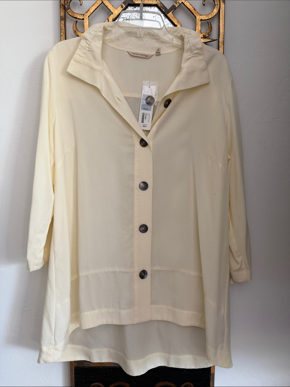 Soft Surroundings Cream Button-Down Relaxed Blouse